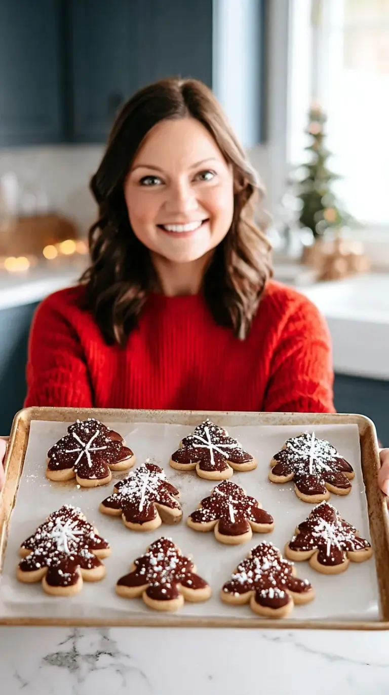 A tray of decorated healthy gingerbread men cookies on a cooling rack with holiday decor.
