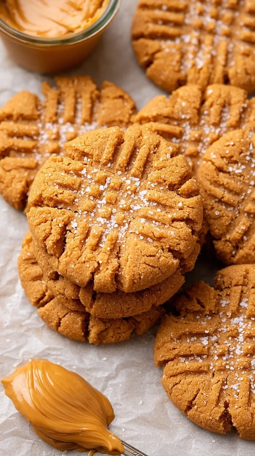 A plate of golden brown peanut butter cookies with a fork criss-cross pattern.