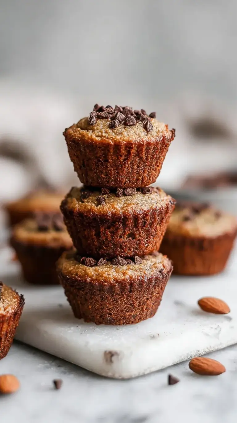 A tray of golden brown almond flour muffins sitting on a wire cooling rack.