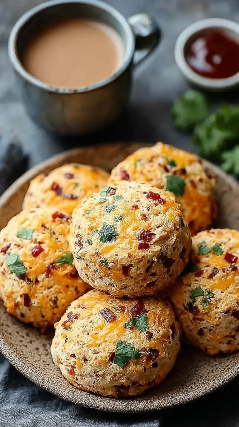 A stack of golden brown Breakfast Protein Biscuits on a white plate