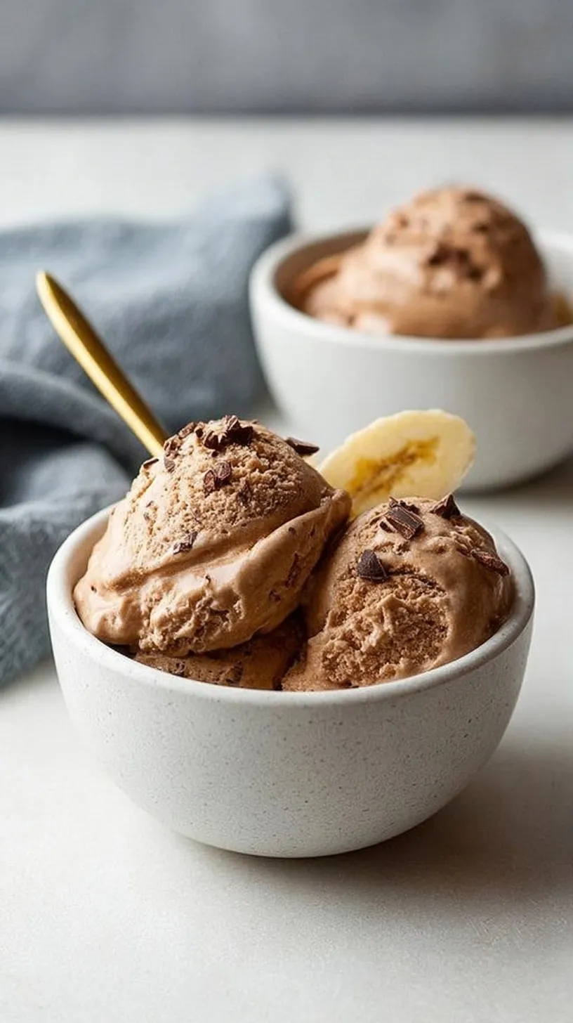Creamy chocolate banana ice cream served in a bowl with a sprinkle of sea salt