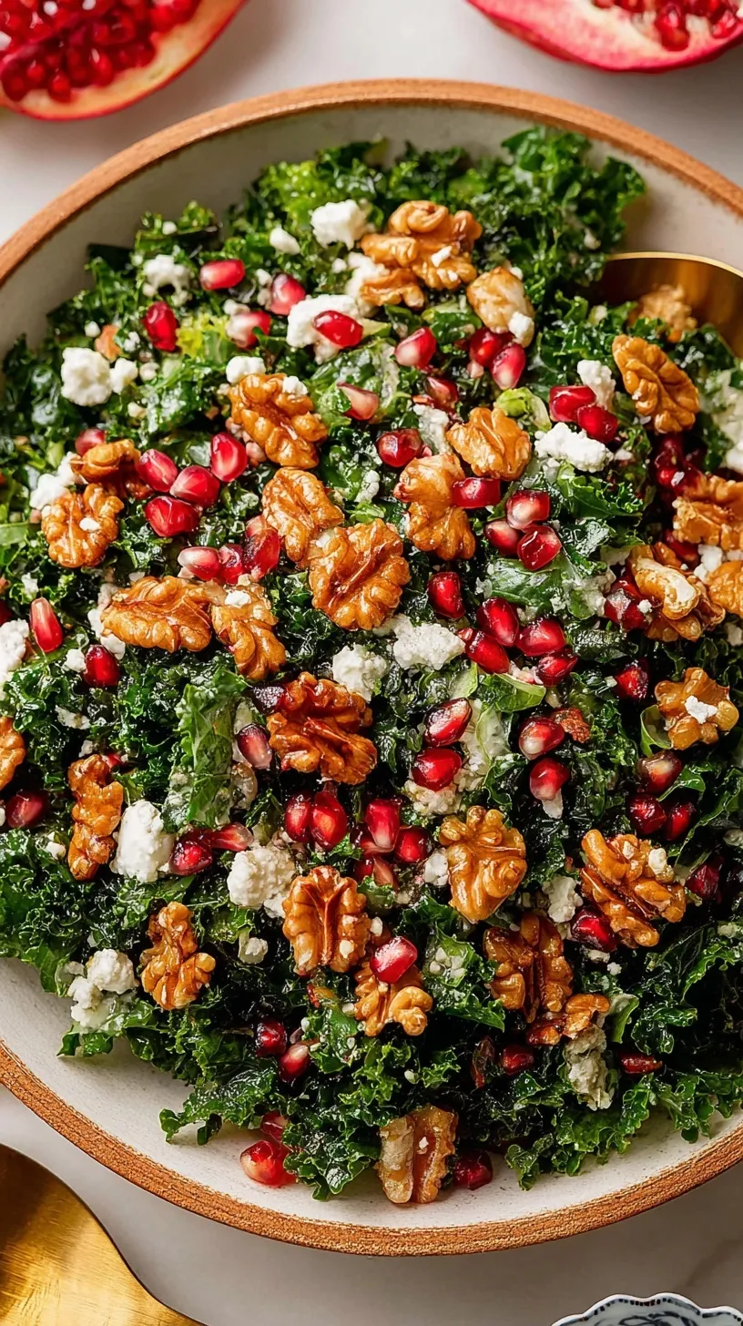 A vibrant Classic Christmas Salad in a large bowl with pomegranate arils, green apples, and goat cheese