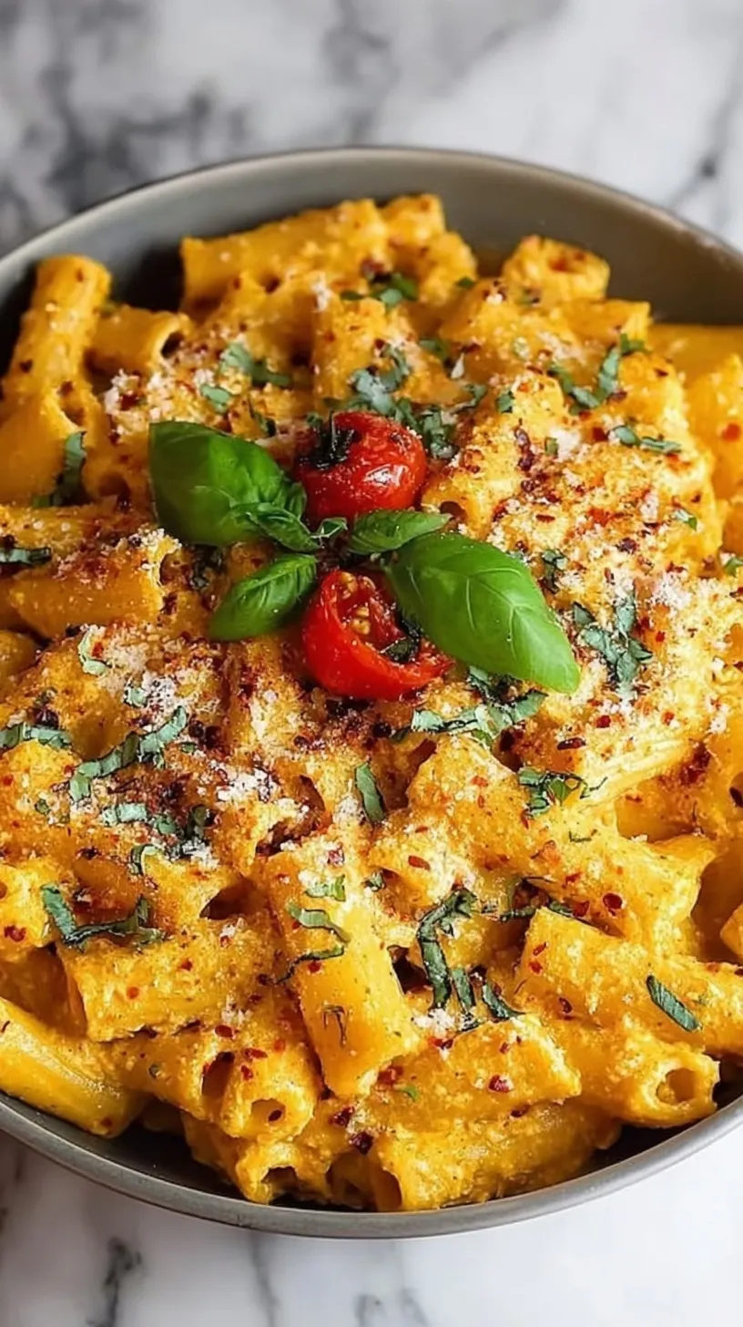 A bowl of creamy penne pasta with cottage cheese sauce and fresh black pepper