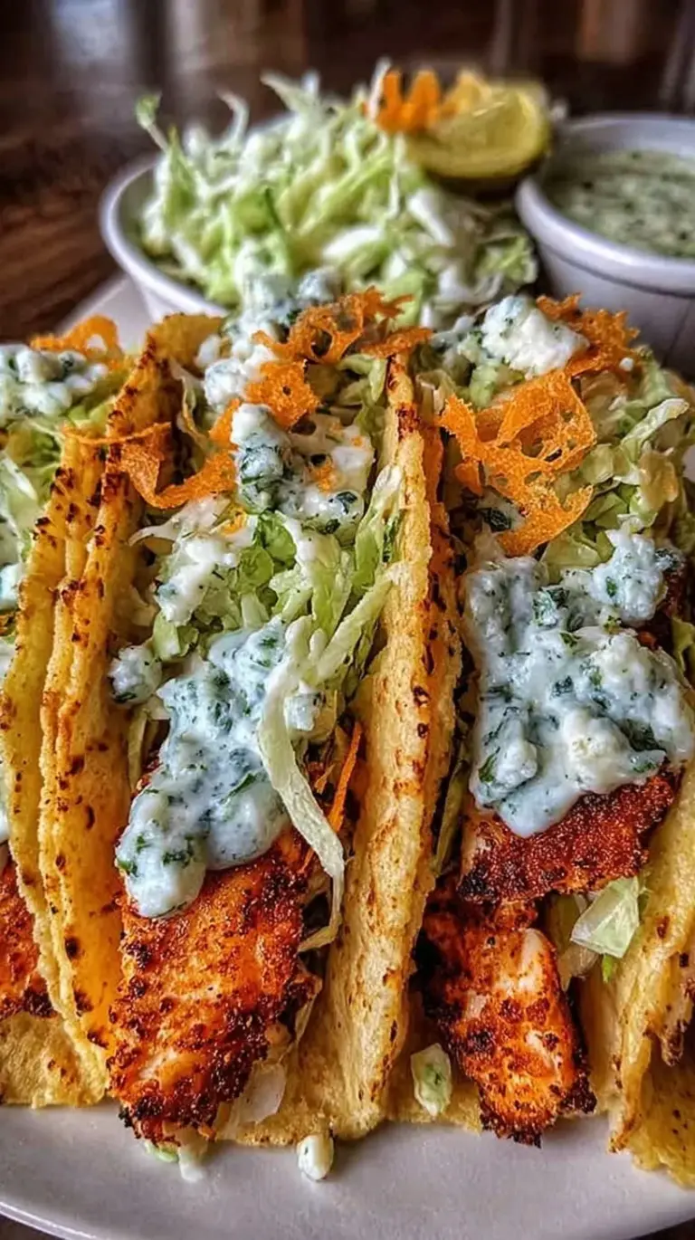 Golden brown smash chicken tacos with crispy cheese edges, topped with pickles and lettuce.