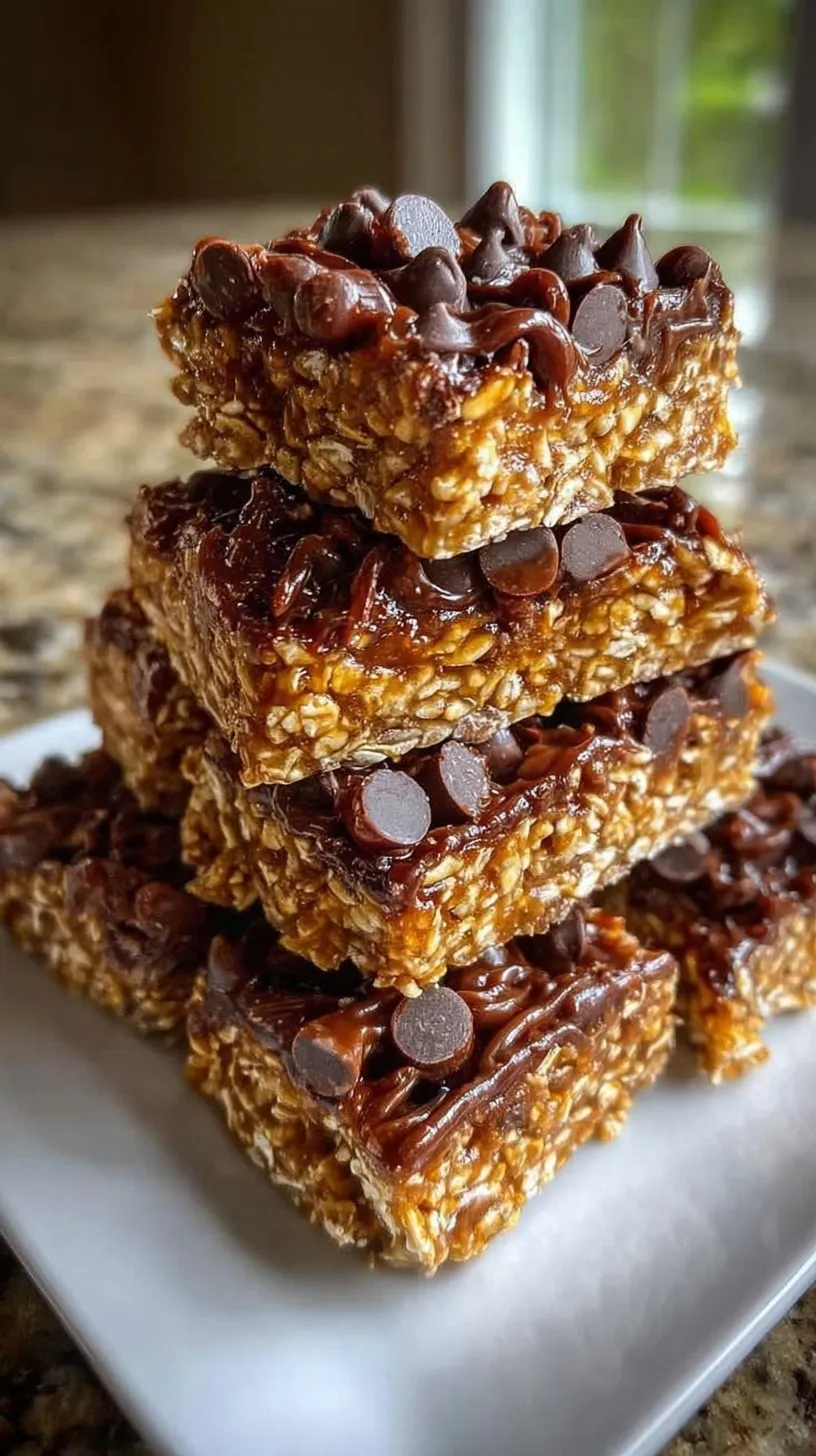 A stack of thick, chewy homemade protein bars made with oats and almond butter on parchment paper.