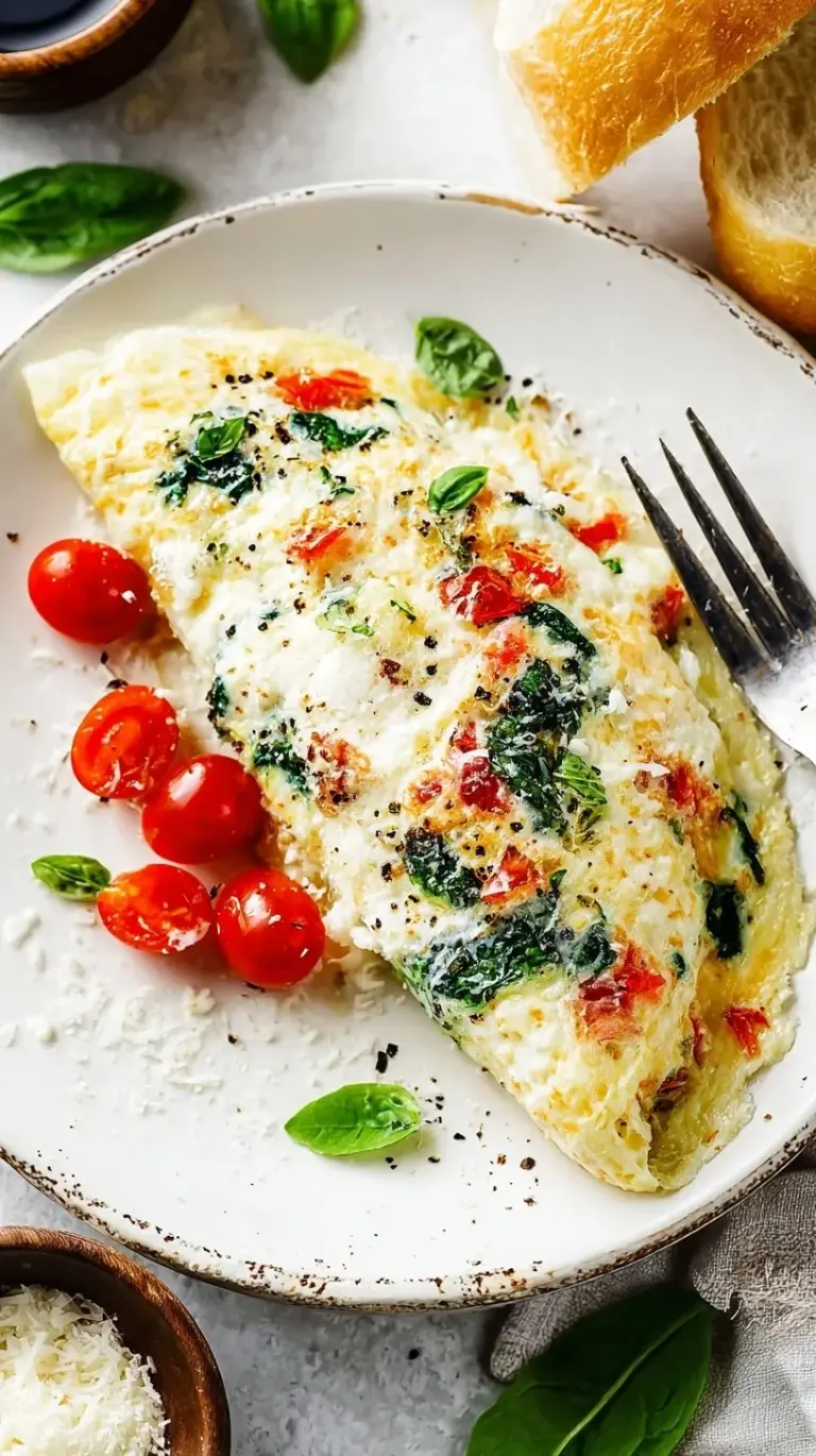 A fluffy, folded egg white omelette garnished with fresh green chives on a white plate.