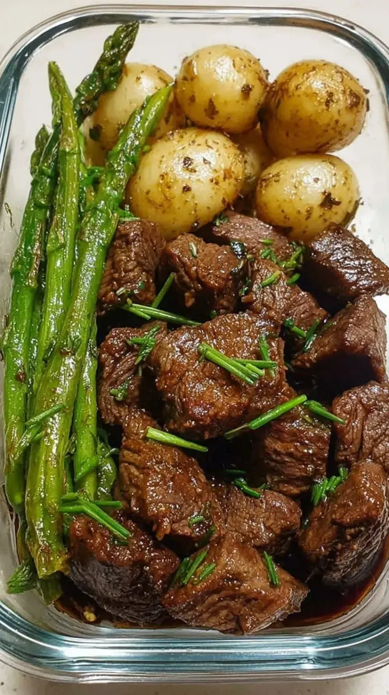 Sizzling Garlic Balsamic Steak Bites in a cast iron skillet with fresh parsley