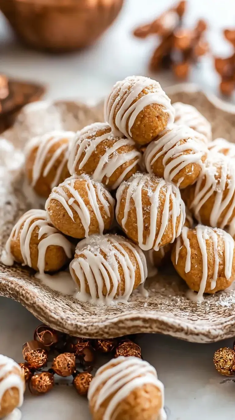 A tray of round gingerbread protein balls on parchment paper with holiday spices nearby