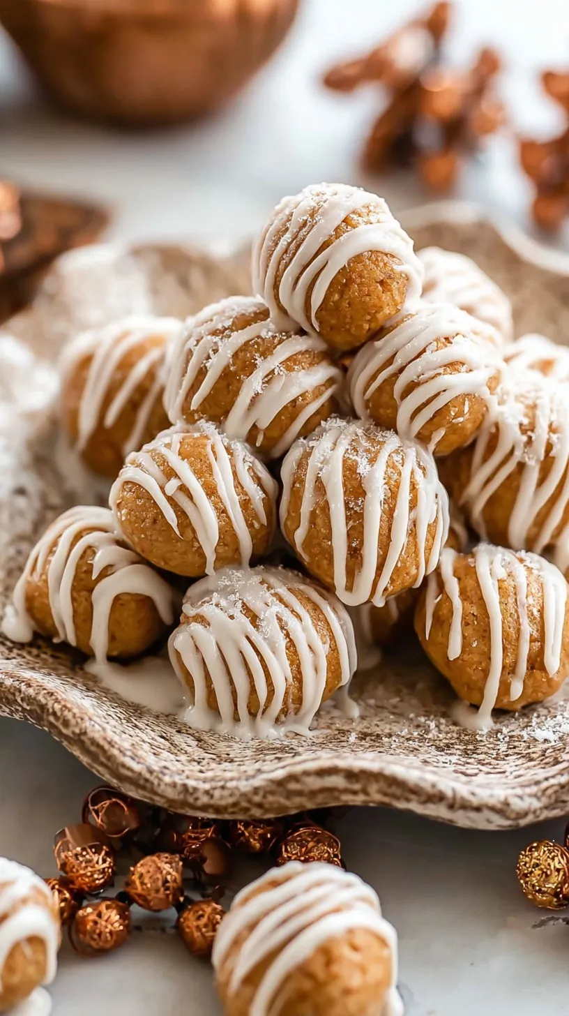 A tray of round gingerbread protein balls on parchment paper with holiday spices nearby