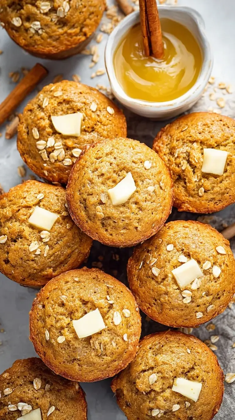 A stack of golden brown healthy applesauce muffins with cinnamon on a wire cooling rack