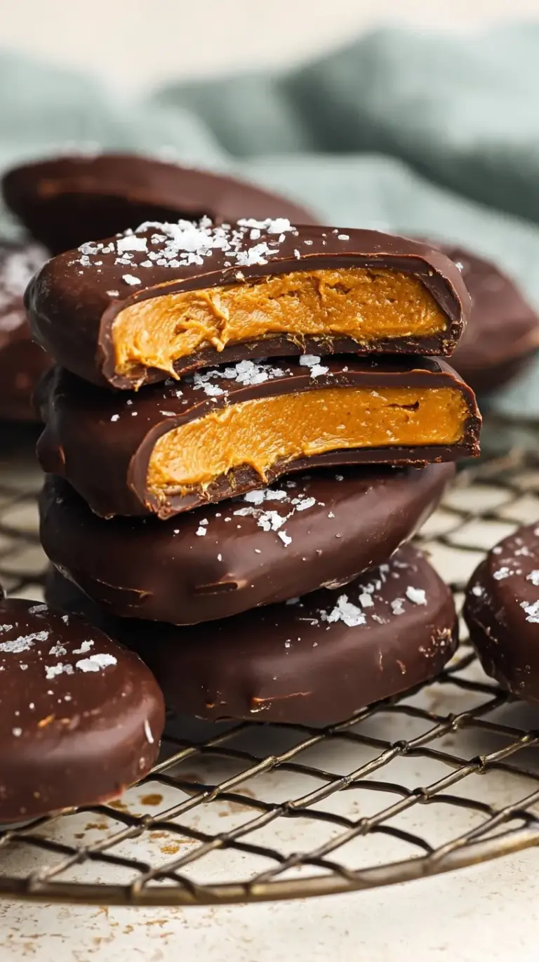 Healthy chocolate peanut butter eggs with a dark chocolate coating on a parchment-lined tray.