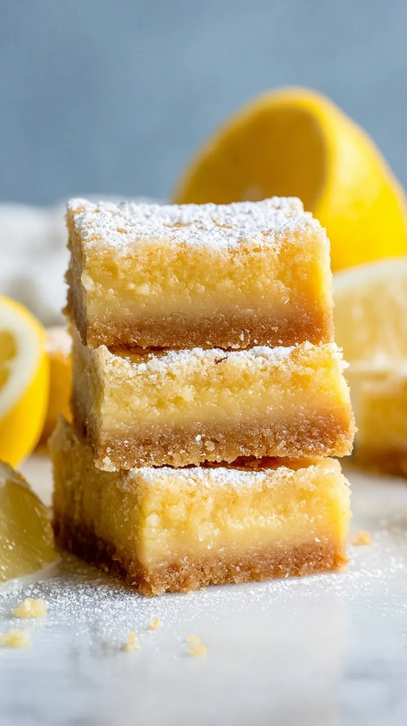 Sliced healthy lemon bars with a bright yellow filling and almond flour crust on a marble board