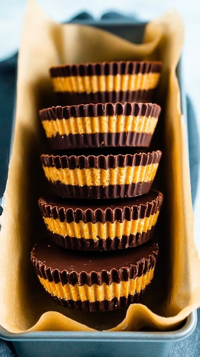 Homemade healthy peanut butter cups with dark chocolate and flaky sea salt on top