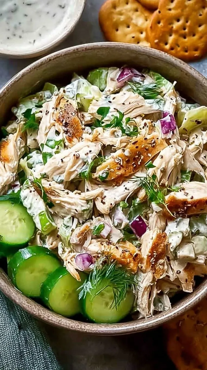 A bowl of creamy healthy rotisserie chicken salad with grapes and celery