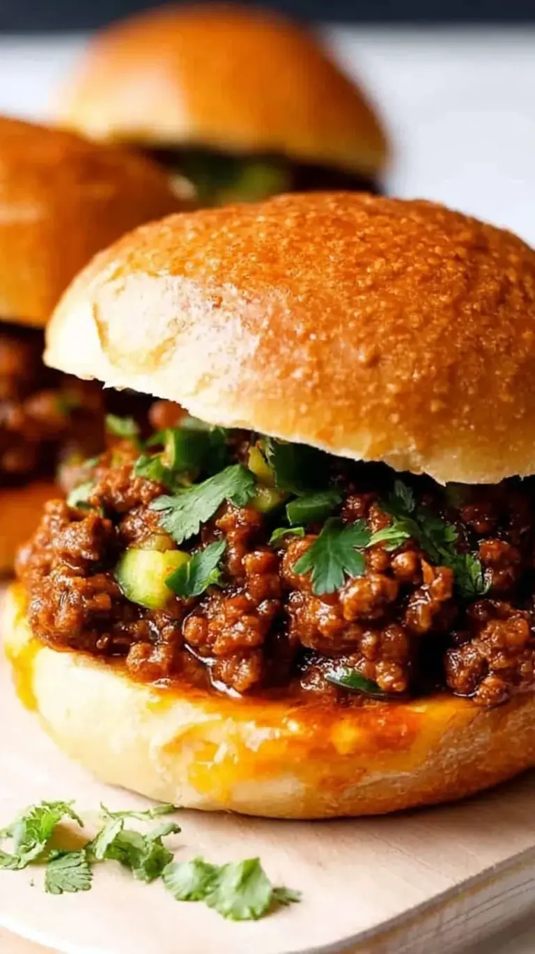 Healthy Sloppy Joes on toasted whole grain buns with a side of fresh greens