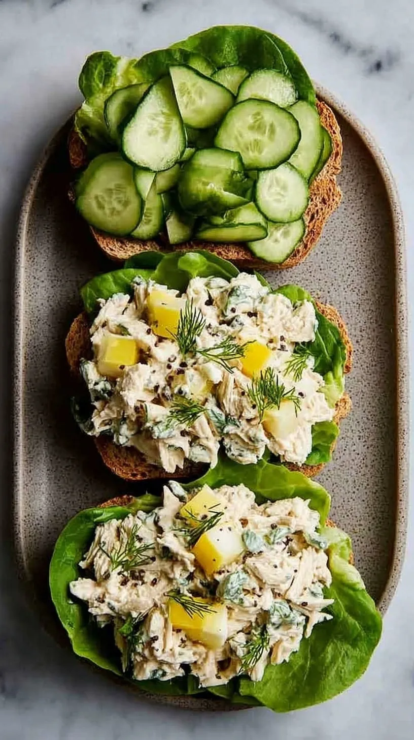 A bowl of creamy high protein chicken salad with fresh dill and celery in glass meal prep containers.