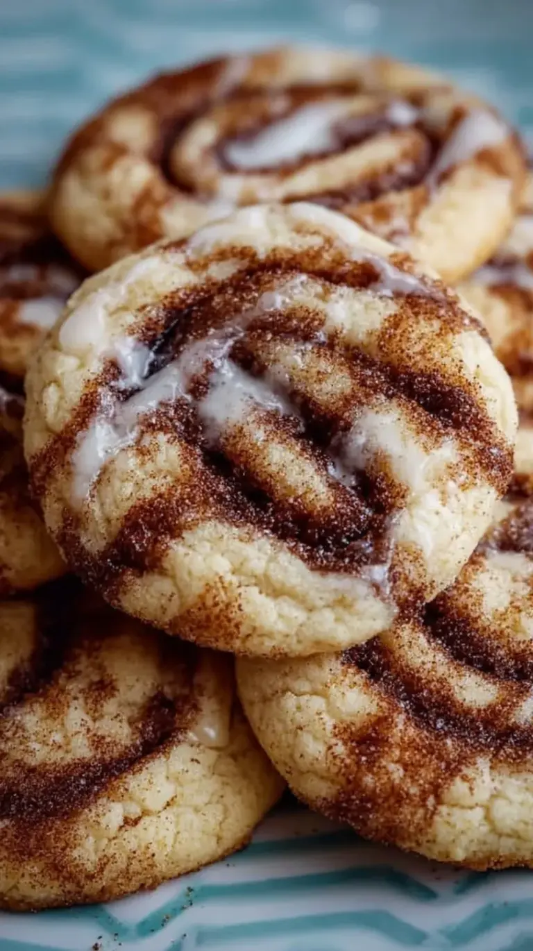Soft and chewy High Protein Cinnamon Roll Cookies with a thick protein glaze drizzle