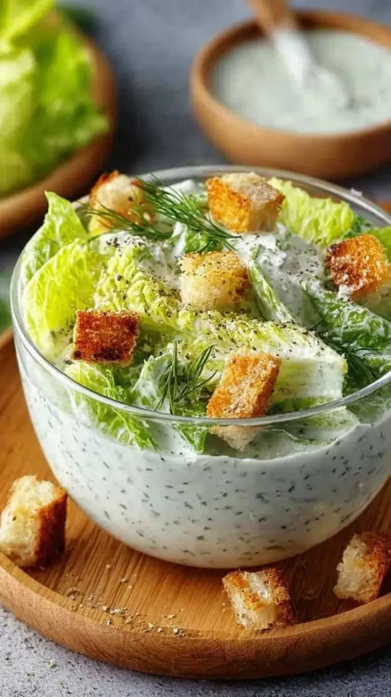Creamy cottage cheese caesar dressing in a glass jar with fresh romaine lettuce