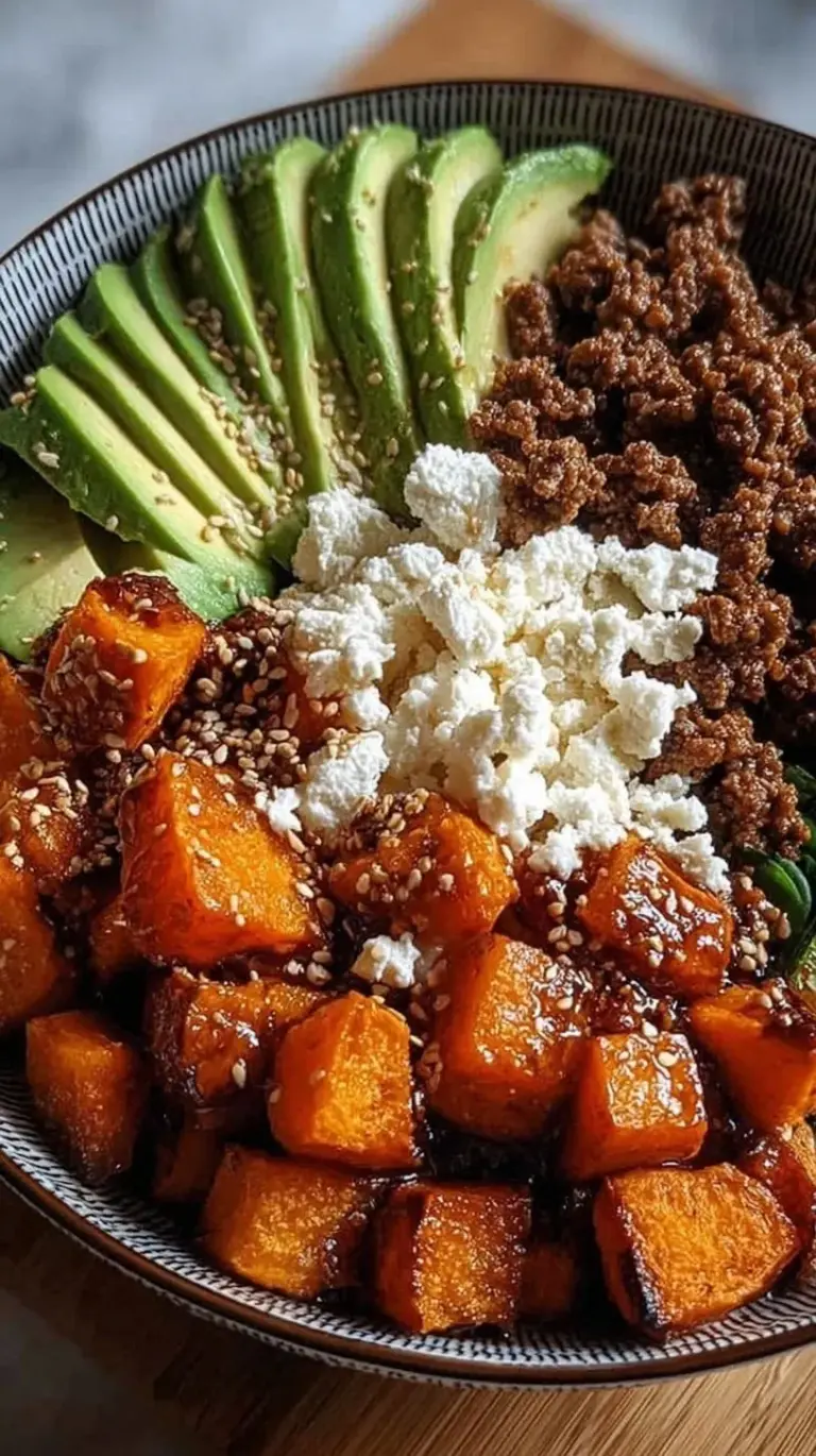 A vibrant bowl featuring glazed ground beef, bright green broccoli, and fluffy jasmine rice topped with sesame seeds.
