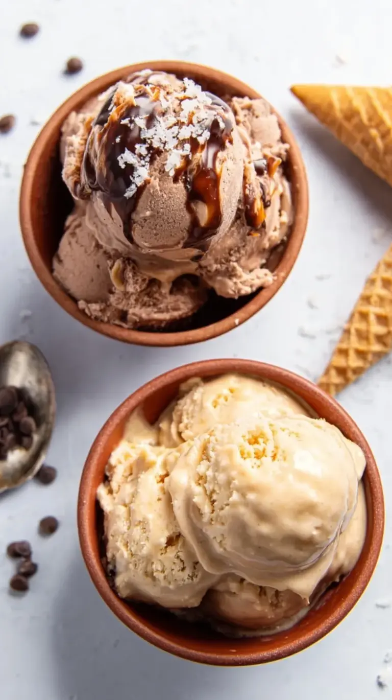 A scoop of creamy vanilla high-protein ice cream in a bowl
