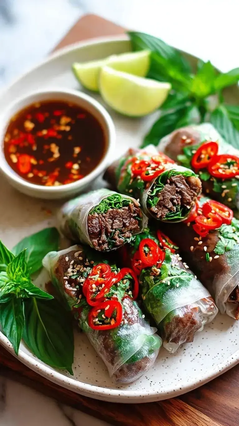 Spicy Thai basil ground beef served in vibrant green butter lettuce wraps with fresh lime