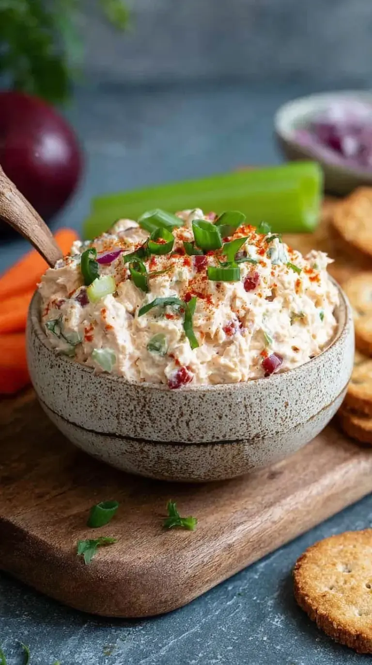A bowl of creamy High Protein Tuna Spread made with cottage cheese and fresh dill