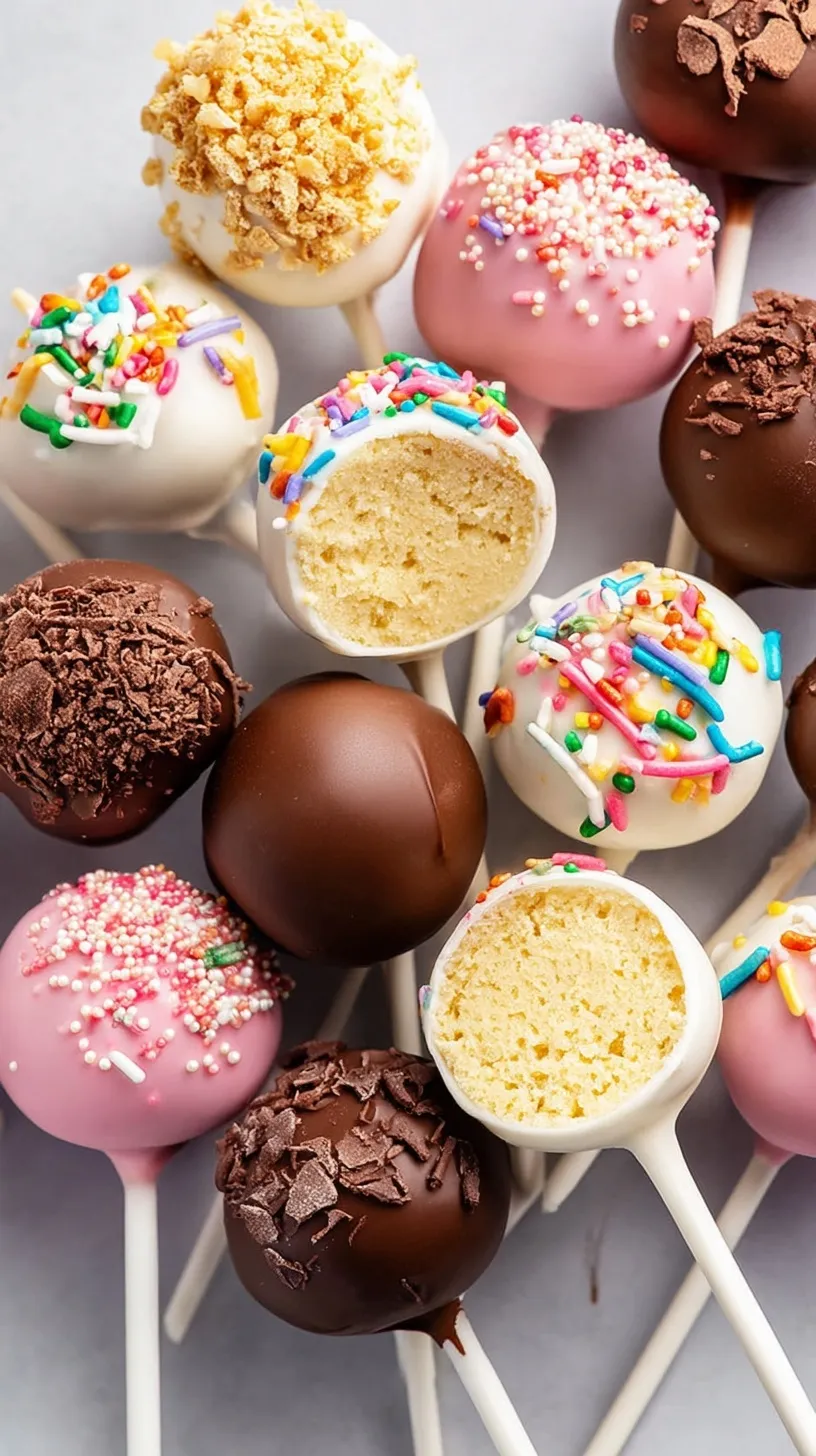 A tray of chocolate-covered healthier homemade cake pops with a bite taken out of one to show the fudgy center.