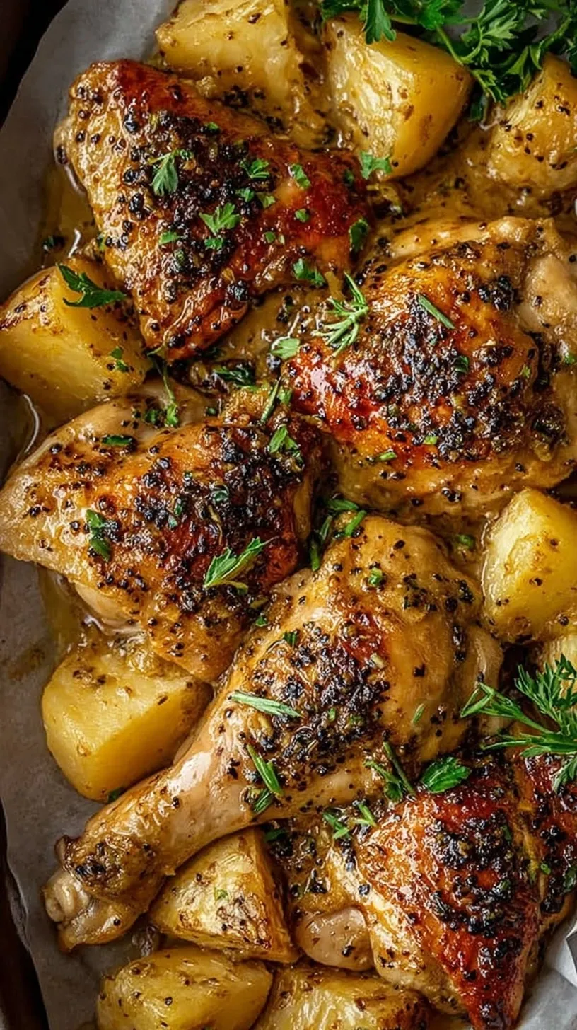 Golden pan-seared chicken breasts coated in a thick honey and mustard glaze in a cast iron skillet.
