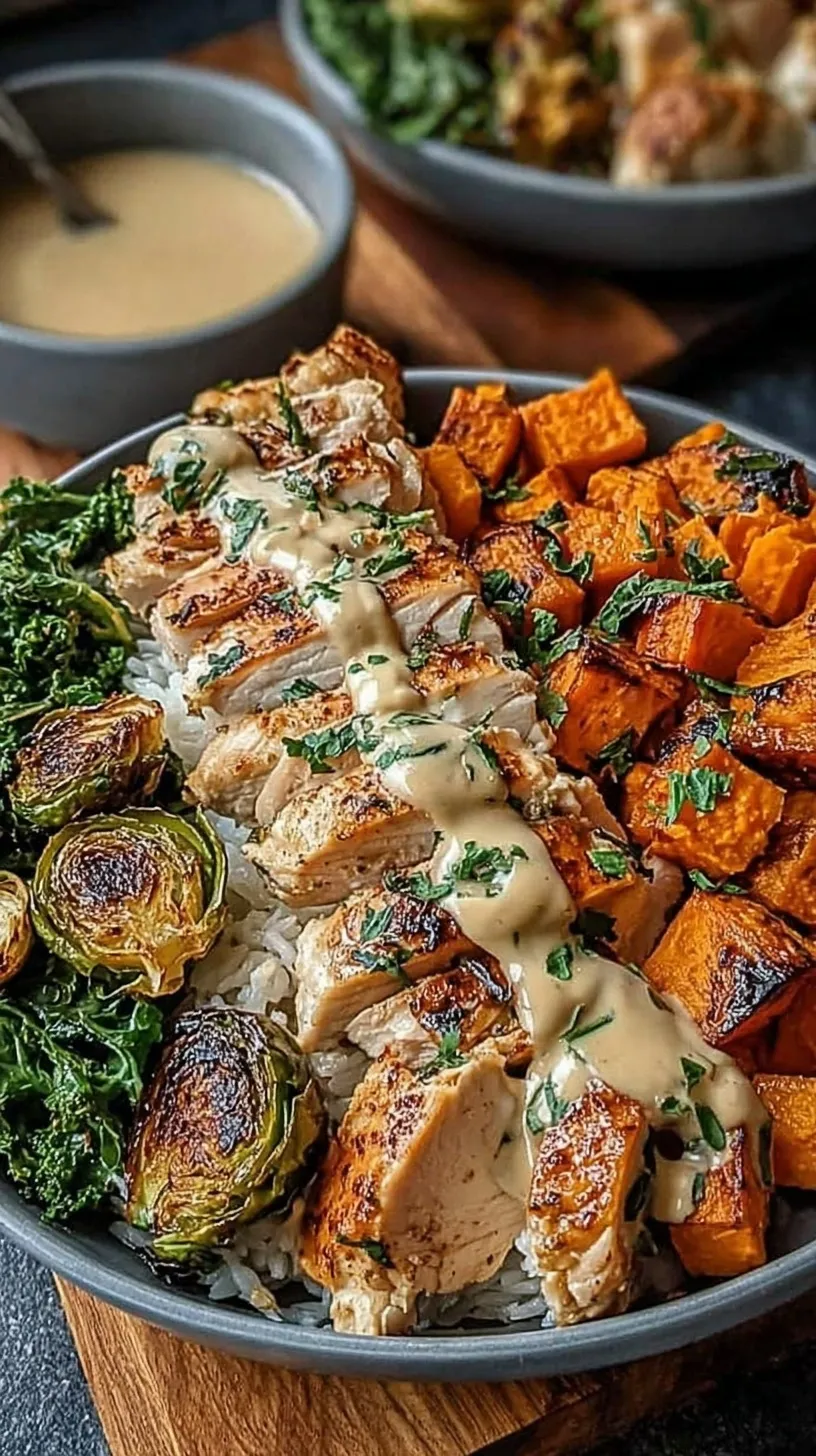A sheet pan filled with roasted maple dijon chicken, sweet potatoes, and broccoli florets.
