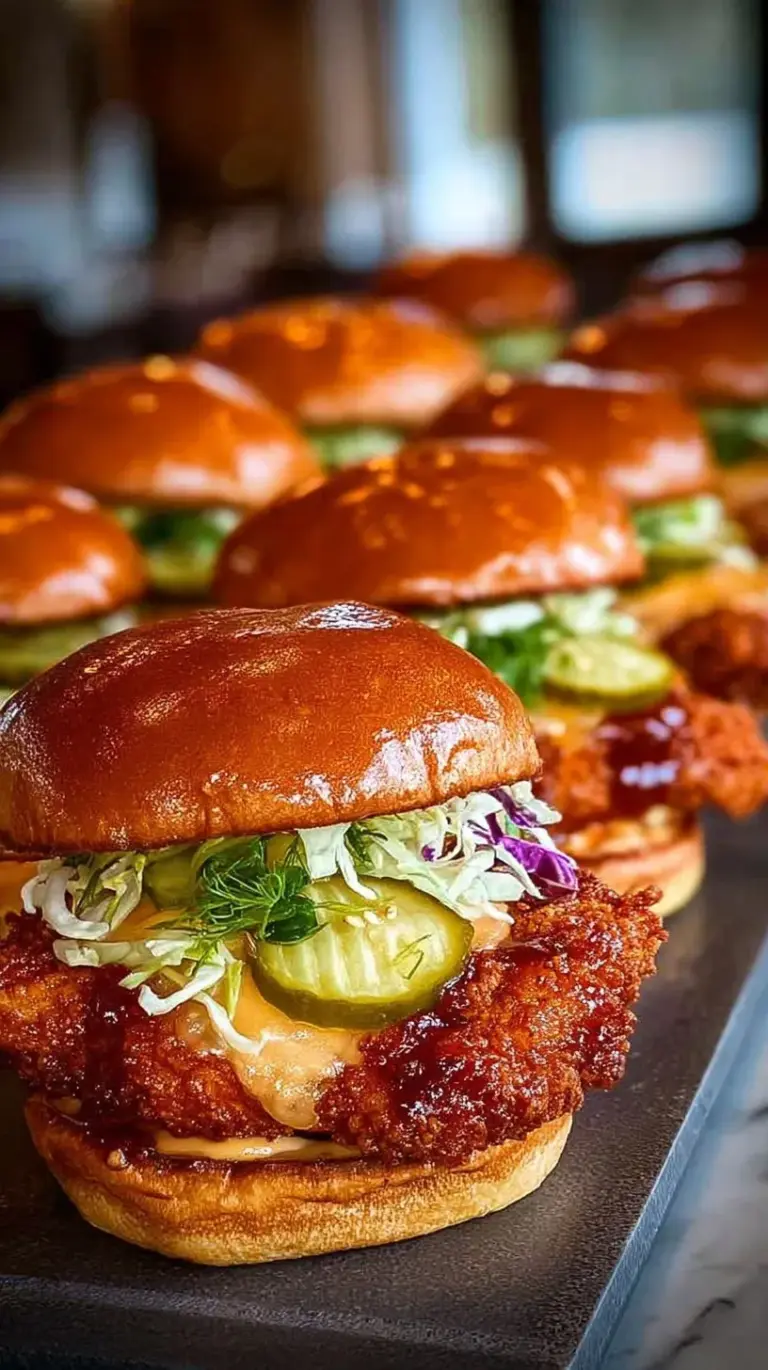 A crispy fried Nashville Hot Chicken Sandwich on a toasted brioche bun with pickles