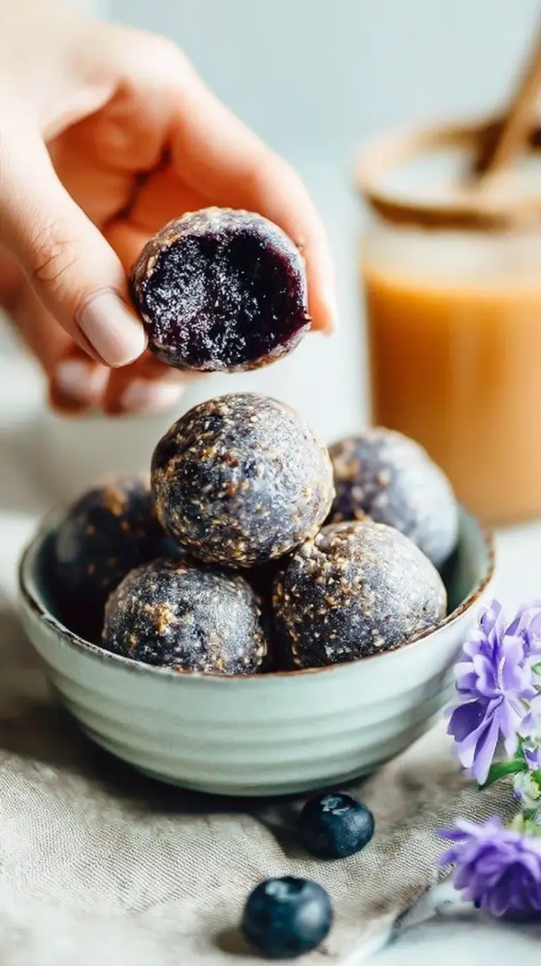 A tray of round blueberry muffin donut holes garnished with lemon zest