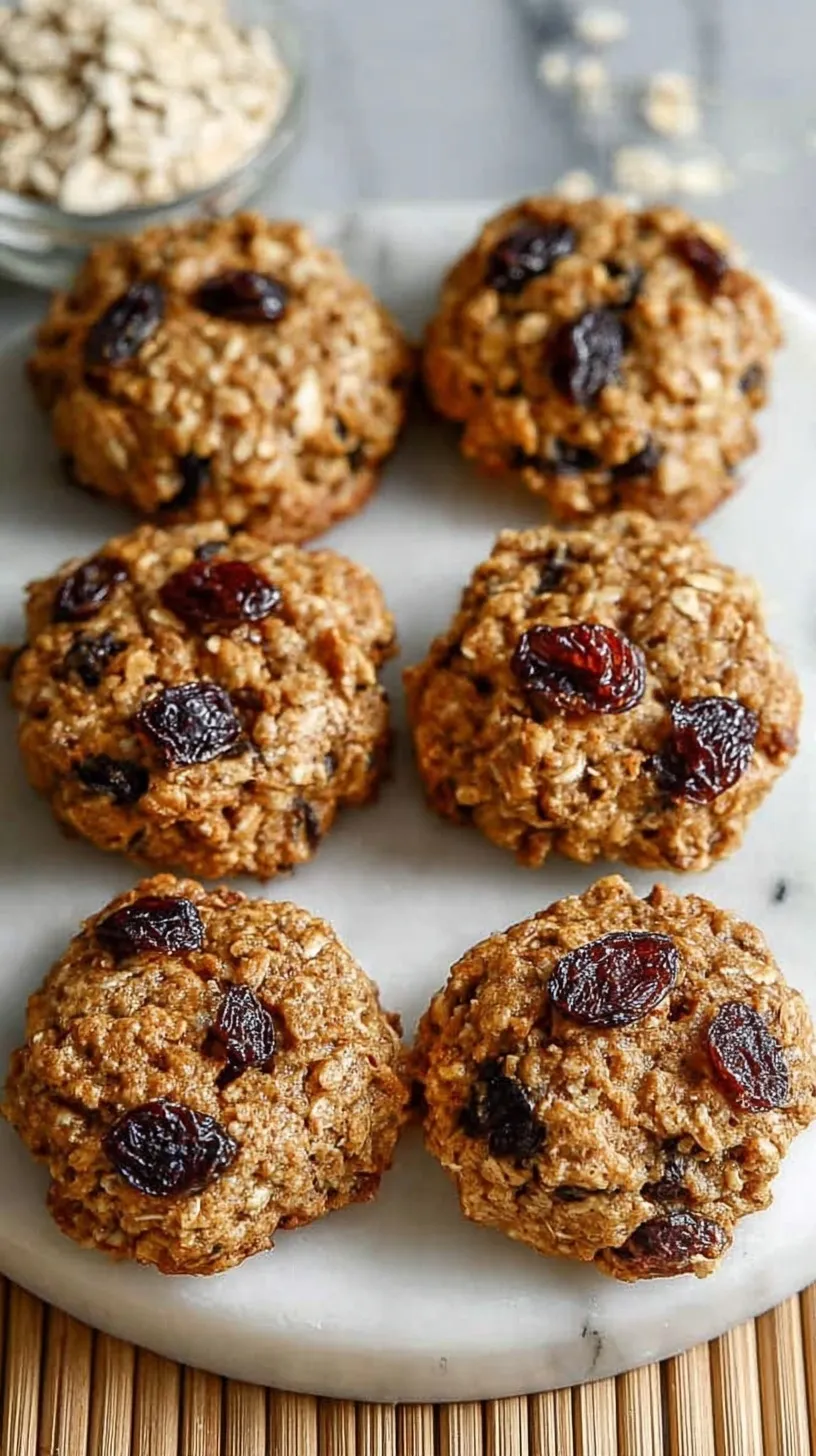 A stack of golden brown oatmeal raisin protein cookies on a wire cooling rack.