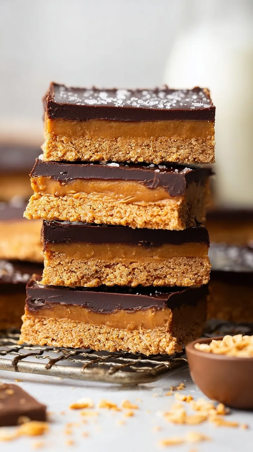 Close up of sliced peanut butter bars with thick chocolate topping on parchment paper