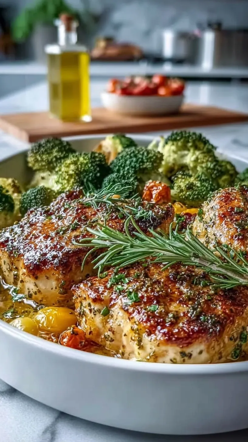 Pan-seared golden brown chicken thighs basted in garlic butter and lemon.