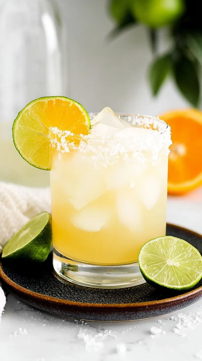 A refreshing skinny margarita in a salt-rimmed rocks glass with a lime wedge garnish