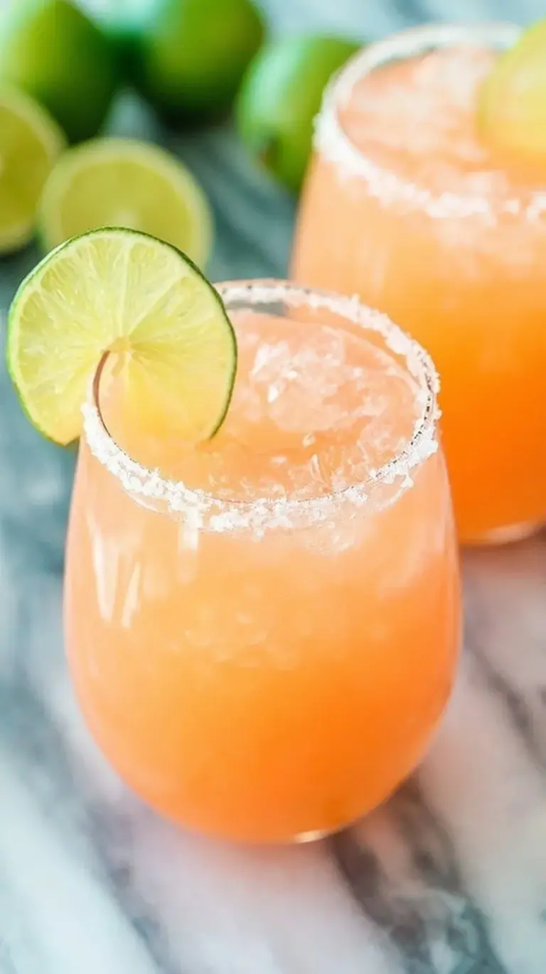 A refreshing Skinny Paloma cocktail in a salt-rimmed glass with a grapefruit wedge garnish
