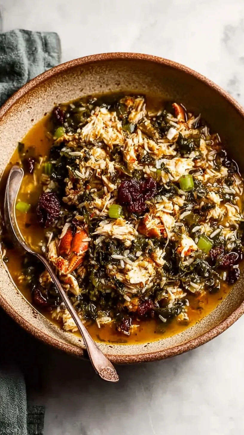 A steaming bowl of creamy Southern Crab Stew topped with green onions and parsley