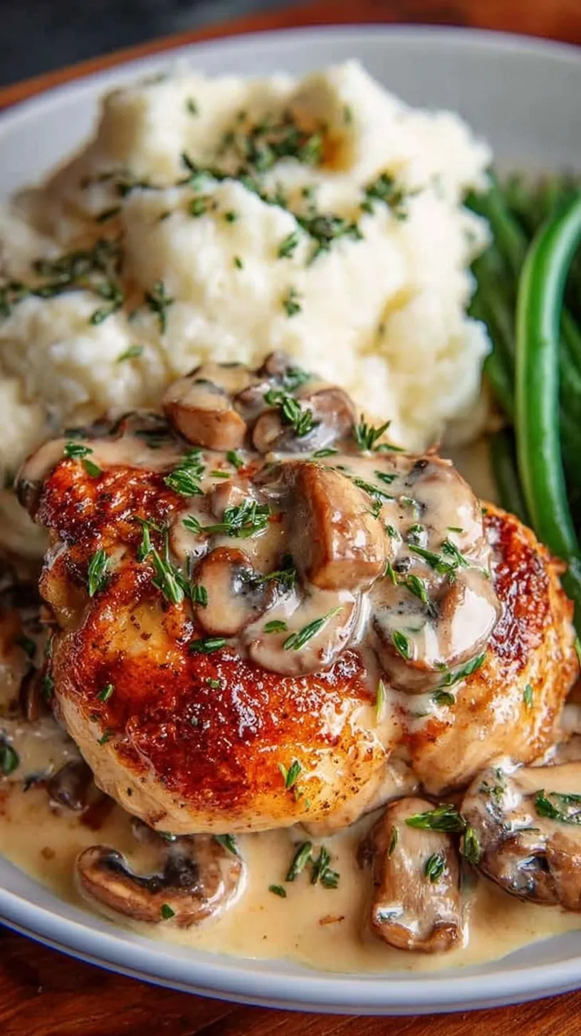 Grilled chicken breast topped with sautéed mushrooms, onions, and melted Monterey Jack cheese