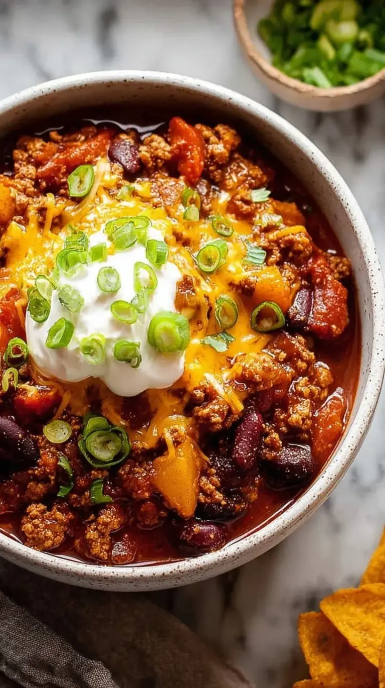 A steaming bowl of turkey chili topped with fresh avocado and cilantro